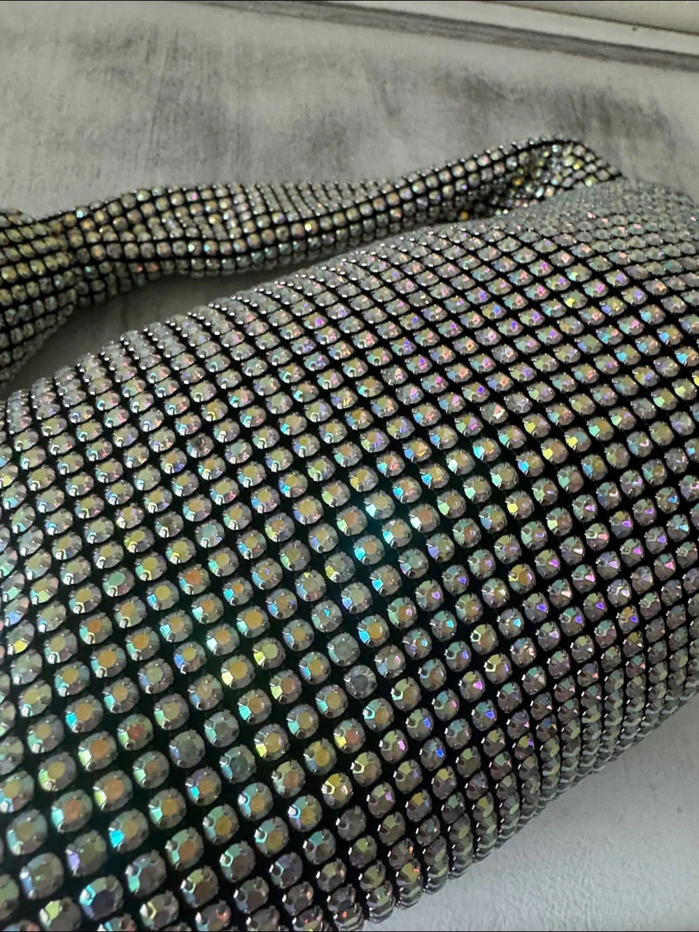 Madison West Knotted Aurora Boraelis Rhinestone Dumpling Evening Handbag